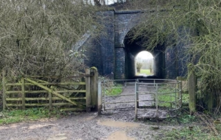 train tunnel and a muddy field