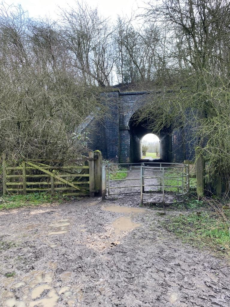 Train tunnel and a very muddy field