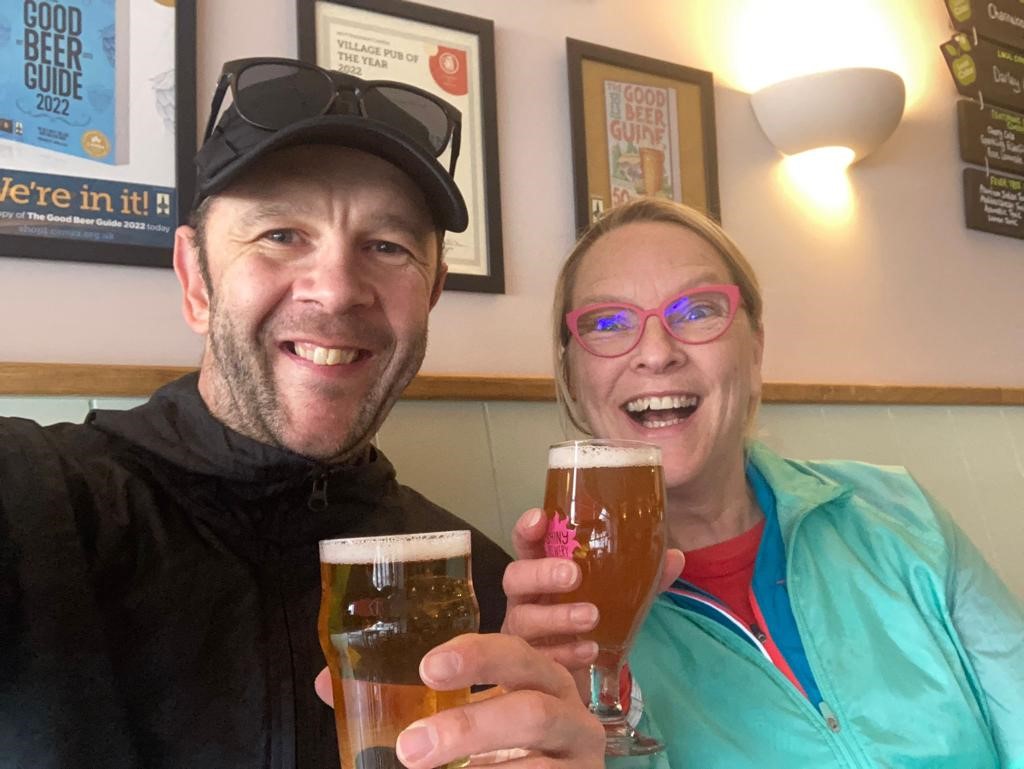 Sarah & Gareth in a real ale pub with real ale